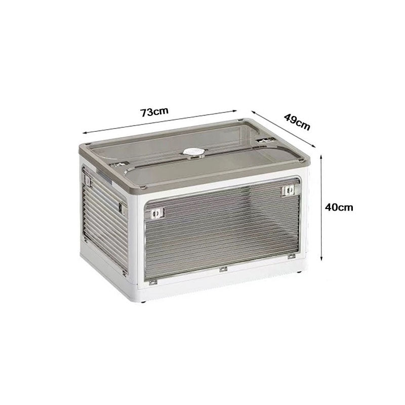 Plastic 4 Doors Stackable Collapsible Storage Bins with Lid & Wheels - NuSea