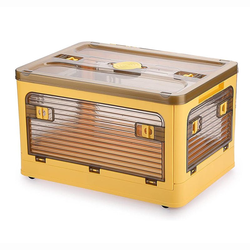 Plastic 4 Doors Stackable Collapsible Storage Bins with Lid & Wheels - NuSea