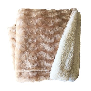 plush fleece sherpa backed reversible throw beige - NuSea