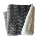 plush fleece sherpa backed reversible throw charcoal - NuSea