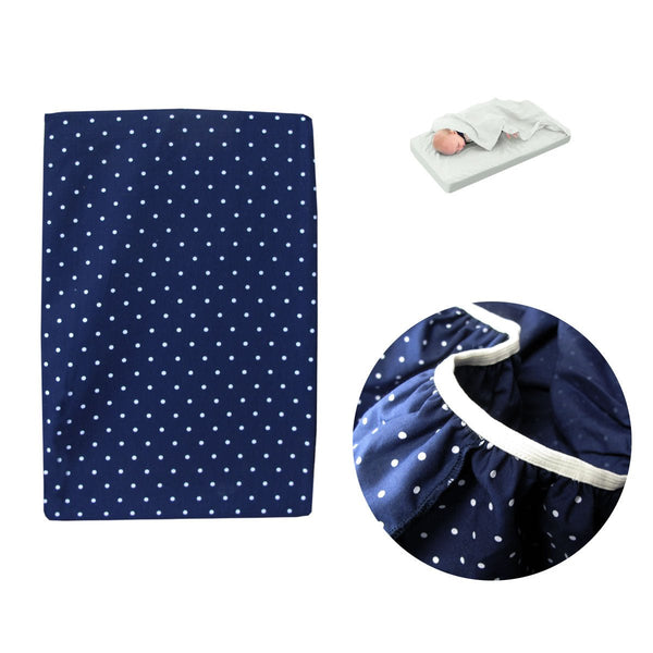 Polka Dot Navy Polyester Cotton Bassinet Fitted Sheet with a Flat Sheet Sewed Attached - NuSea