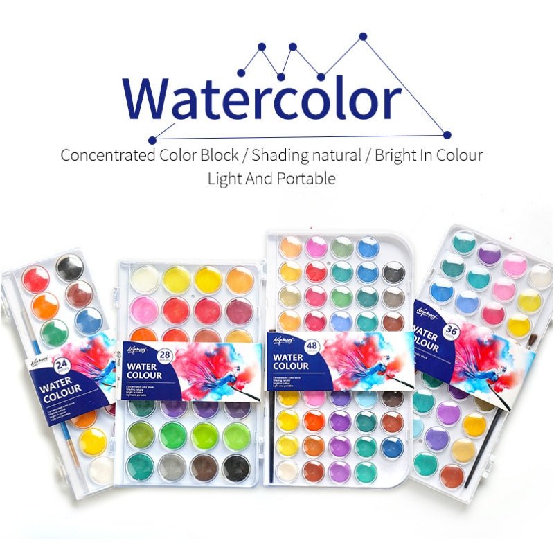 Portable 48 PCs Concentrated colour block Water paint set with brush - NuSea