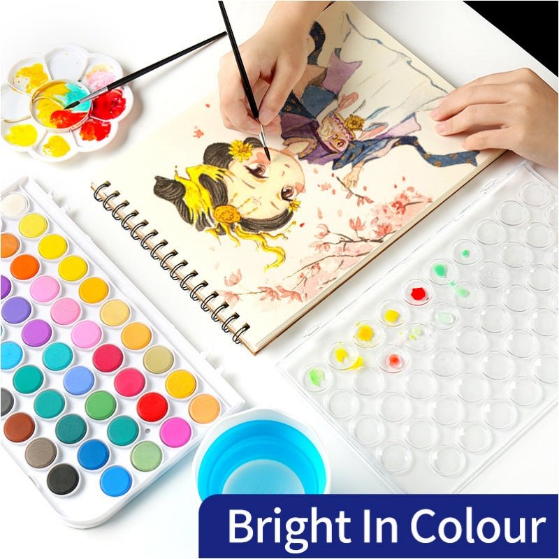 Portable 48 PCs Concentrated colour block Water paint set with brush - NuSea