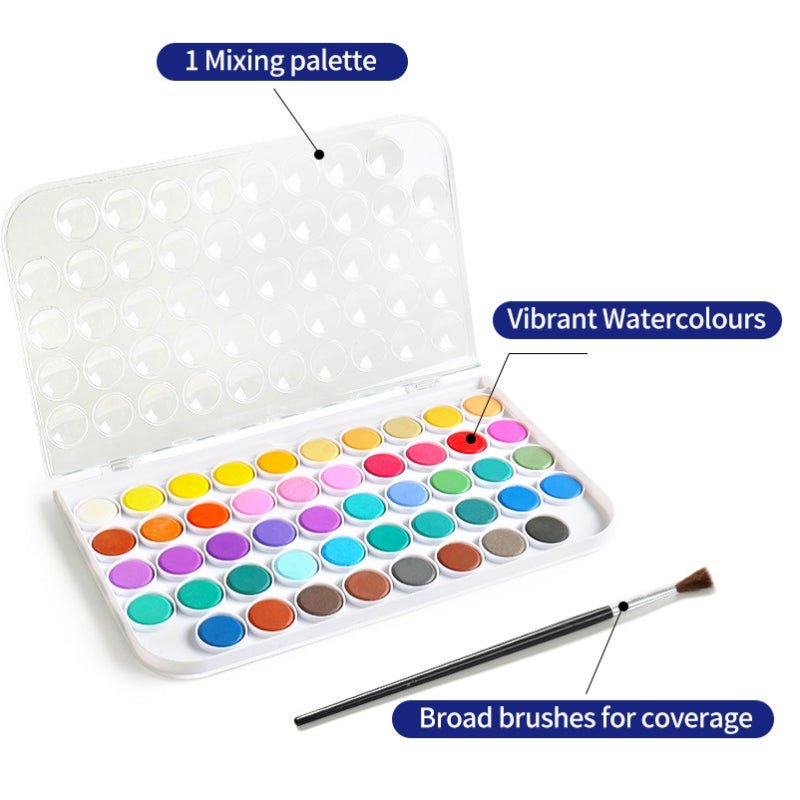 Portable 48 PCs Concentrated colour block Water paint set with brush - NuSea