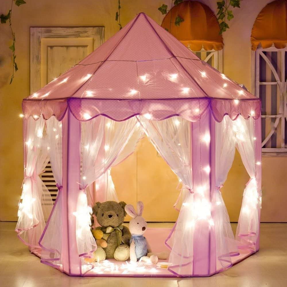Princess Indoor Playhouse Toy Play Tent for Kids Toddlers with Mat Floor and Carry Bag (Pink) - NuSea