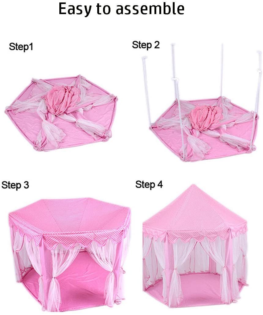 Princess Indoor Playhouse Toy Play Tent for Kids Toddlers with Mat Floor and Carry Bag (Pink) - NuSea