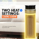 Pronti Electric Tower Heater 2000W Ceramic Portable Remote - Black - NuSea