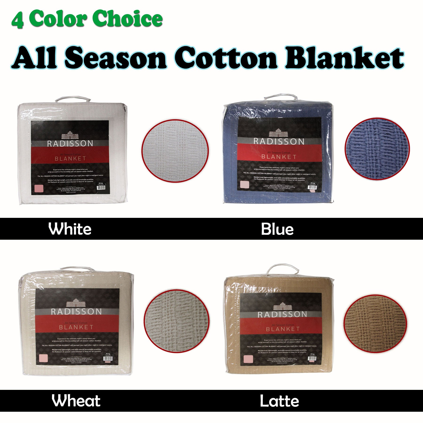 Radisson All Season Cotton Blanket Blue KING - NuSea