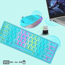Rainbow Backlit Wireless Gaming Keyboard Mouse and Mat Combo Set - NuSea