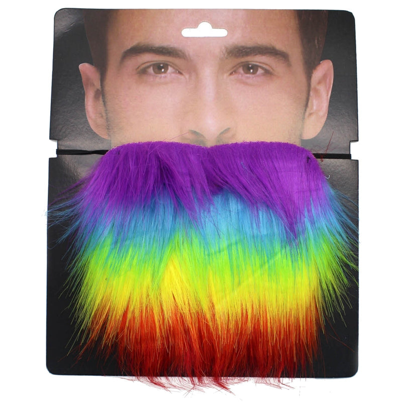 Rainbow Beard Gay Pride LGBTQ Mardi Gras Costume Party Moustache Fancy Dress - NuSea