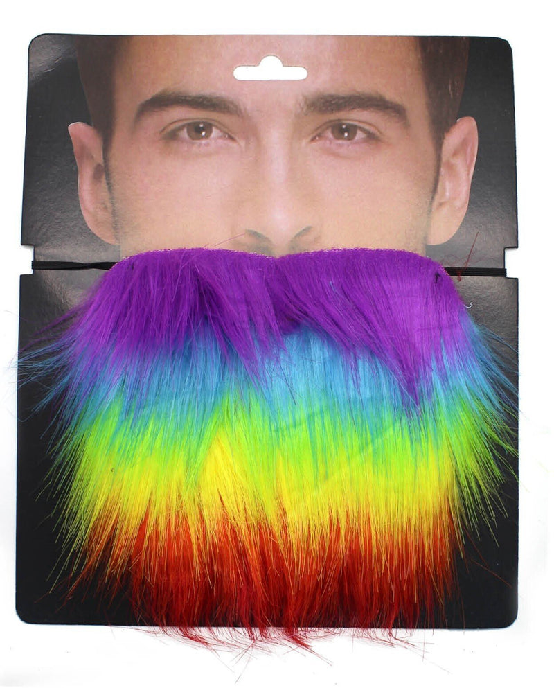 Rainbow Beard Gay Pride LGBTQ Mardi Gras Costume Party Moustache Fancy Dress - NuSea