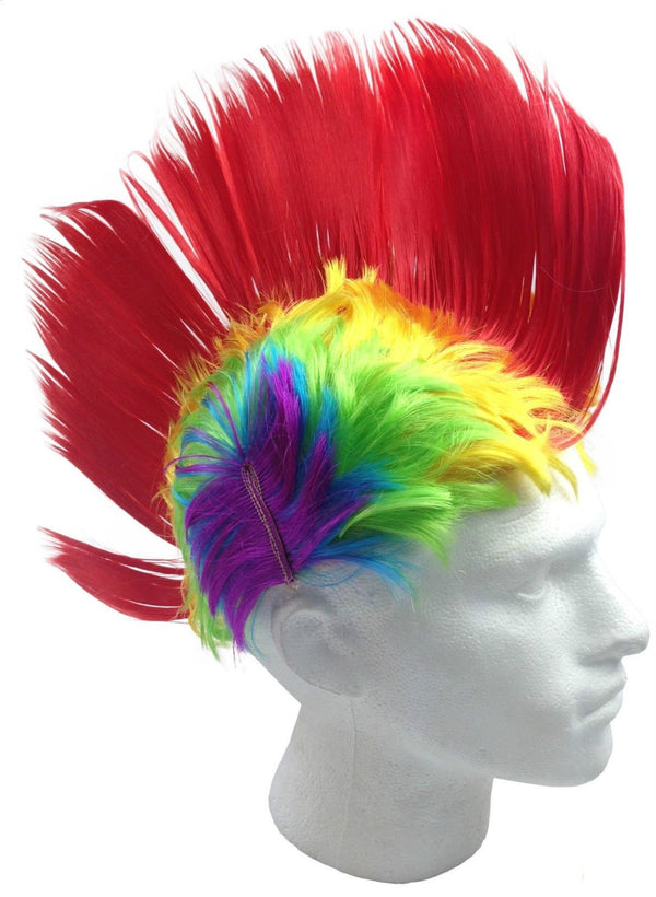 Rainbow MOHAWK WIG 70s 80s Rock Punk Hair Costume Mohican Rooster Wig Fancy - NuSea