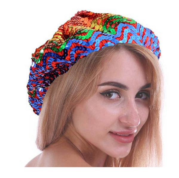 Rainbow Sequin French Beret Hat Gay LGBTQ Pride - NuSea