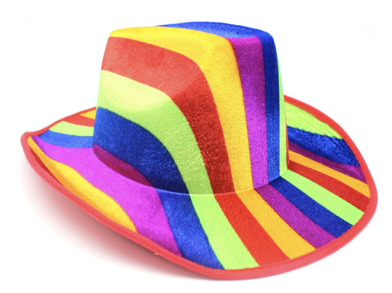 Rainbow Striped Cowboy Hat Trilby Fedora Clown Cap LGBT Gay Pride Party Costume - NuSea