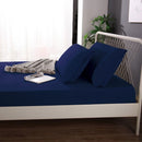 Ramesses 1000TC Linen Bamboo Fitted Sheet Combo Set Deep Blue Double - NuSea