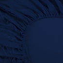 Ramesses 1000TC Linen Bamboo Fitted Sheet Combo Set Deep Blue Double - NuSea