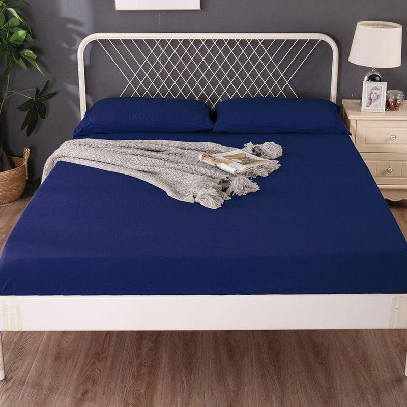 Ramesses 1000TC Linen Bamboo Fitted Sheet Combo Set Deep Blue Queen - NuSea