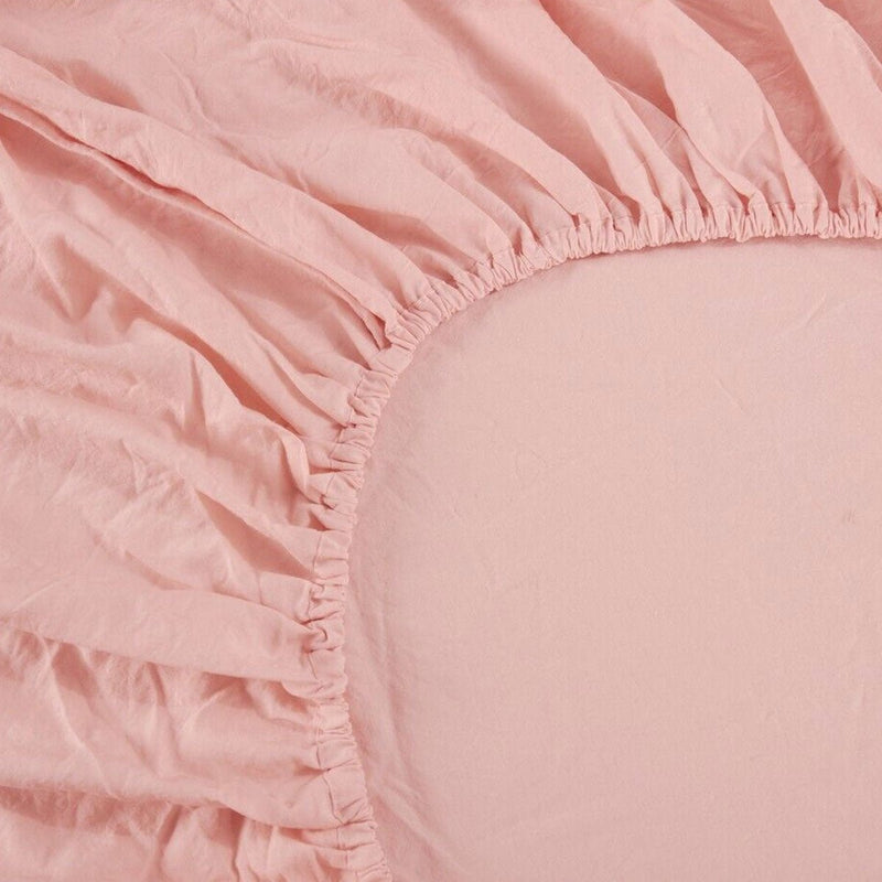 Ramesses 1000TC Linen Bamboo Fitted Sheet Combo Set Dusty Pink Single - NuSea