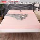 Ramesses 1000TC Linen Bamboo Fitted Sheet Combo Set Dusty Pink Single - NuSea