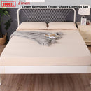 Ramesses 1000TC Linen Bamboo Fitted Sheet Combo Set Linen King Single - NuSea