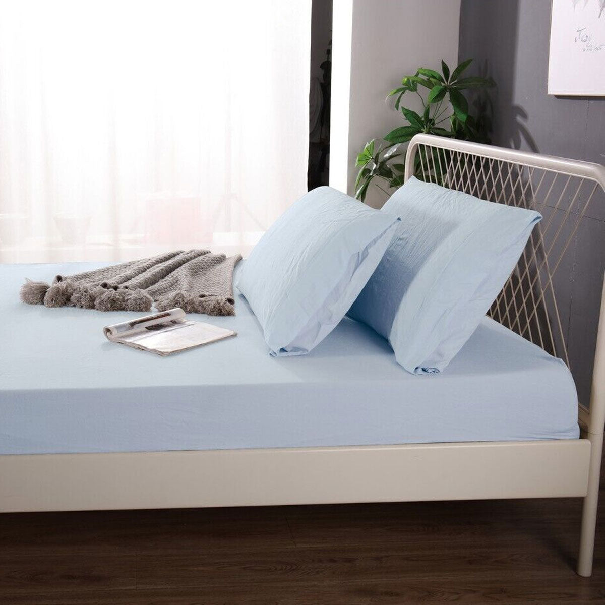 Ramesses 1000TC Linen Bamboo Fitted Sheet Combo Set Plein Air Single - NuSea
