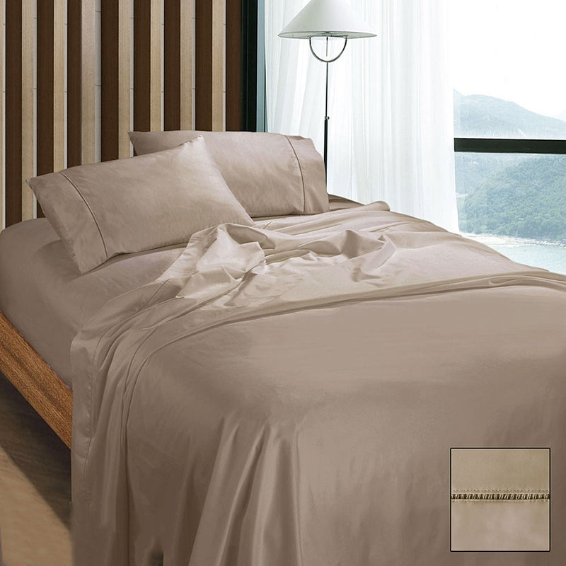 Ramesses 1100TC Egyptian Cotton Sateen Sheet Set Doeskin King - NuSea