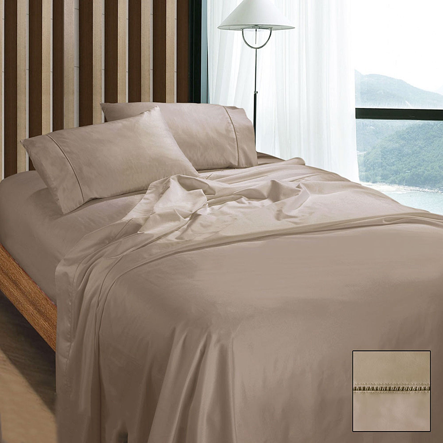 Ramesses 1100TC Egyptian Cotton Sateen Sheet Set Doeskin Queen - NuSea