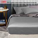 Ramesses 1500TC Elite Egyptian Cotton Sateen Fitted Sheet Combo Set Grey Double - NuSea