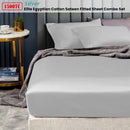 Ramesses 1500TC Elite Egyptian Cotton Sateen Fitted Sheet Combo Set Silver Queen - NuSea