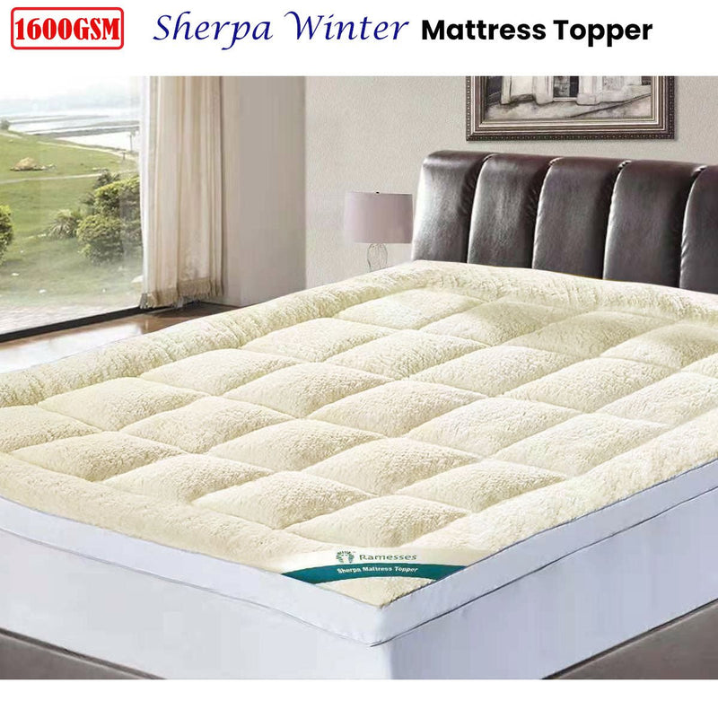 Ramesses 1600GSM Sherpa Winter Mattress Topper King Single - NuSea