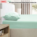 Ramesses 2000TC Bamboo Embossed Fitted Sheet Combo Set Aqua Single - NuSea