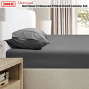 Ramesses 2000TC Bamboo Embossed Fitted Sheet Combo Set Charcoal Double - NuSea