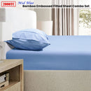 Ramesses 2000TC Bamboo Embossed Fitted Sheet Combo Set Mid Blue King - NuSea