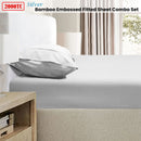 Ramesses 2000TC Bamboo Embossed Fitted Sheet Combo Set Silver Double - NuSea