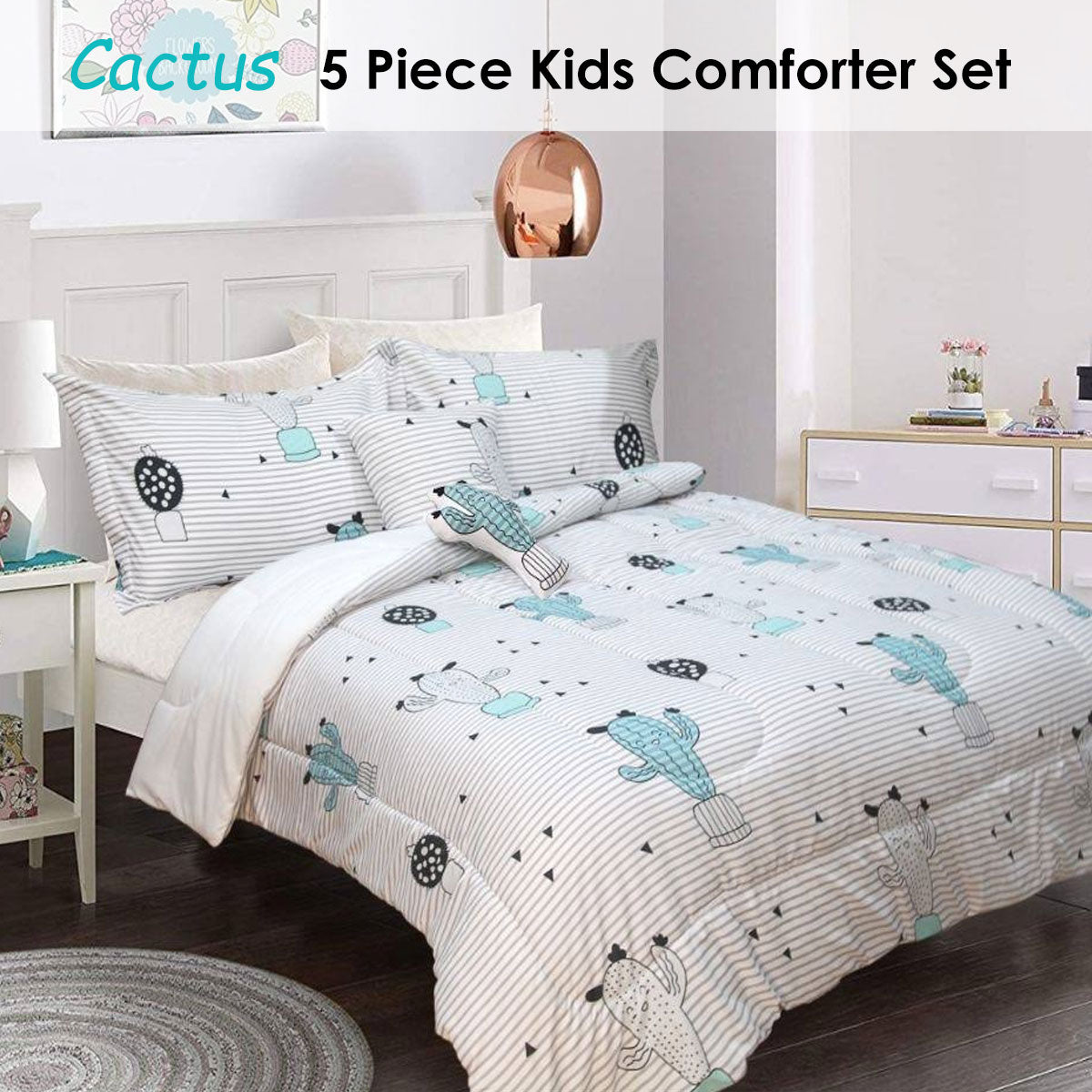 Ramesses 5 Piece Kids Comforter Set Cactus Single - NuSea