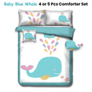 Ramesses Baby Blue Whale Kids Advventure 4 Pcs Comforter Set Single - NuSea