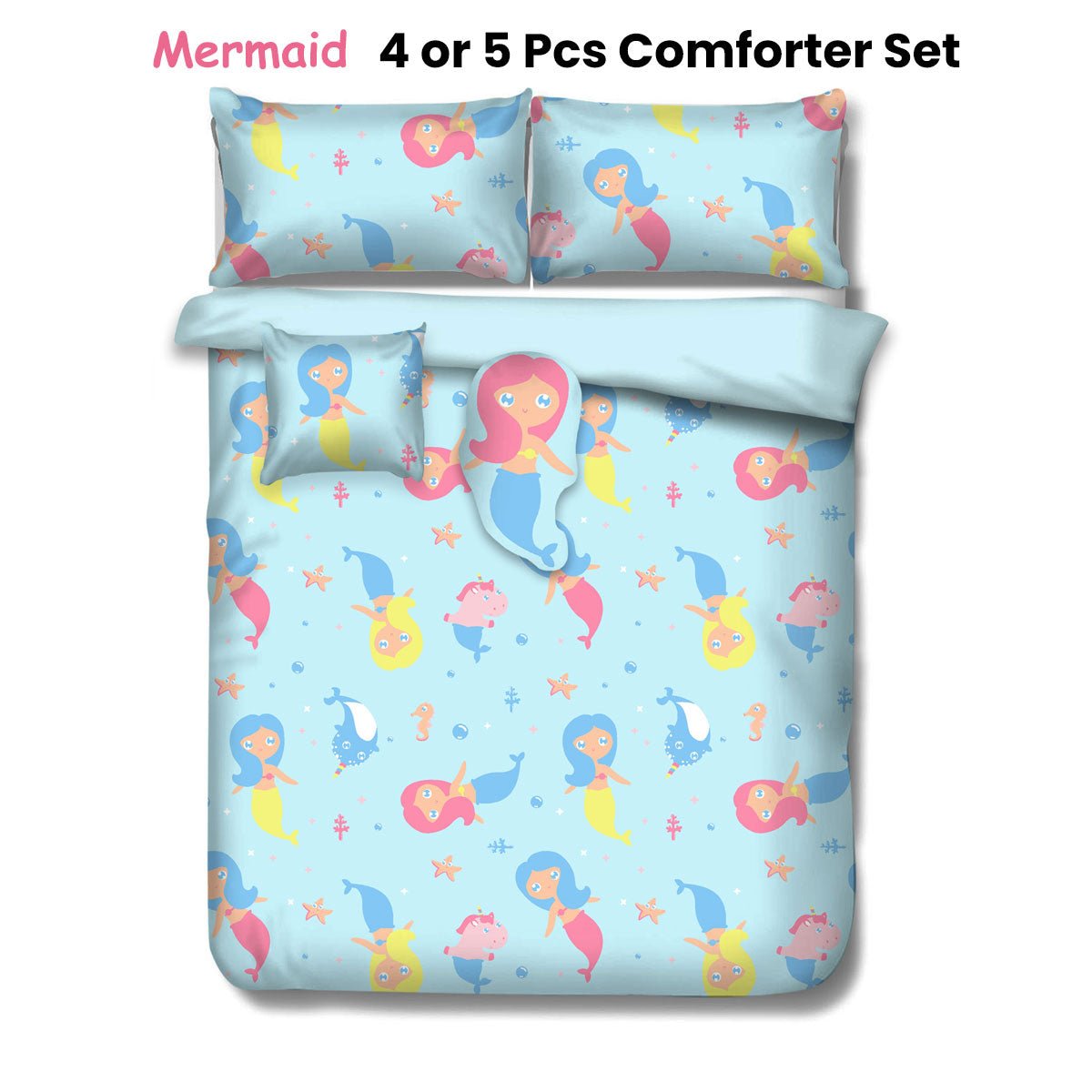 Ramesses Mermaid Kids Advventure 5 Pcs Comforter Set Double - NuSea