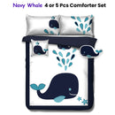 Ramesses Navy Whale Kids Advventure 4 Pcs Comforter Set Single - NuSea