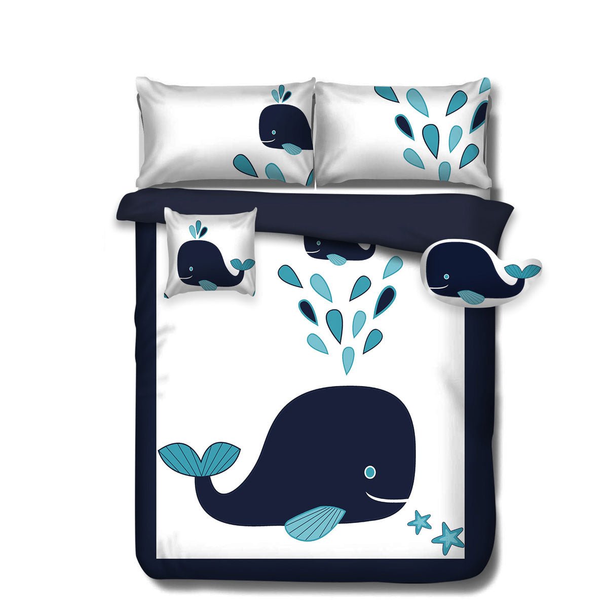 Ramesses Navy Whale Kids Advventure 5 Pcs Comforter Set Double - NuSea