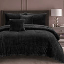 Ramesses Waffle Fleece Charcoal 3 Pcs Comforter Set Queen - NuSea