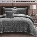 Ramesses Waffle Fleece Frost Grey 3 Pcs Comforter Set King - NuSea