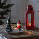 Red Metal Miners Lantern Summer Xmas Wedding Home Party Room Balconey Deck Decoration 21cm Tealight Candle - NuSea