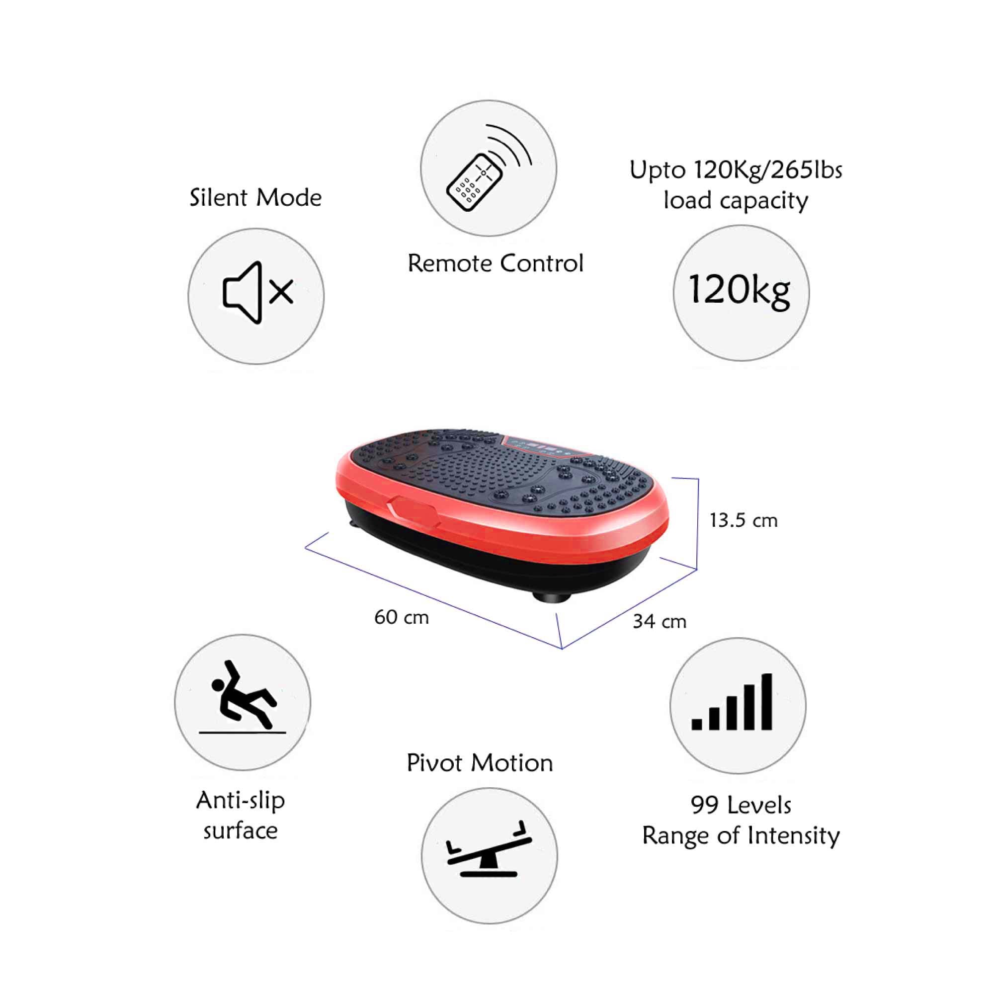Red Mini Vibration Platform Magnet Therapy Vibrating Machine Exercise Plate - NuSea