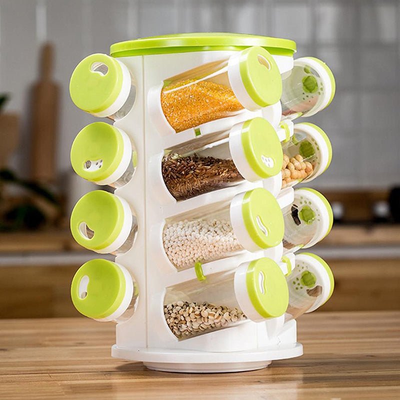 Revolving Spice Rack Tower Transparent Rotating Seasoning Storage Organizer - NuSea