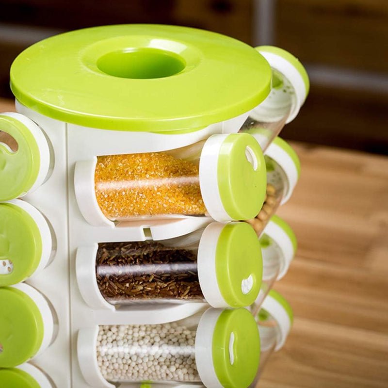 Revolving Spice Rack Tower Transparent Rotating Seasoning Storage Organizer - NuSea