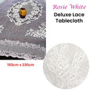 Rosie White Large Deluxue Lace Rectangle Tablecloth 150cm x 230cm 6 to 8 Seaters - NuSea