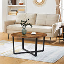 Round Coffee Table Rustic Brown and Black - NuSea