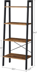 Rustic brown and black steel Metal Frame 4 Tier bookshelf - NuSea