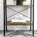 Rustic brown and black steel Metal Frame 4 Tier bookshelf - NuSea