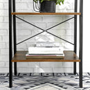 Rustic brown and black steel Metal Frame 4 Tier bookshelf - NuSea